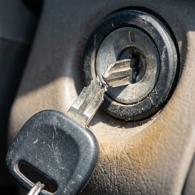 Snapped car key fragment stuck inside an ignition cylinder