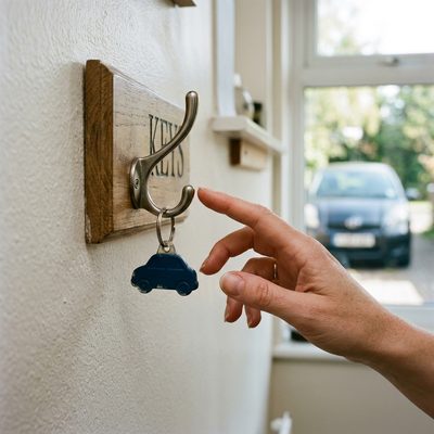 Person searching empty pockets after losing all car keys